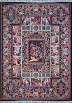 فرش باغ ارم رنگ سرمه ای