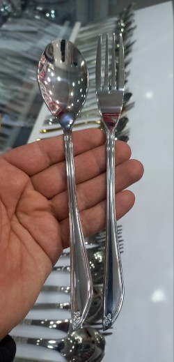 سرویس قاشق و چنگال 24 نفره یونیک دهنه اروپایی مدل دم کج